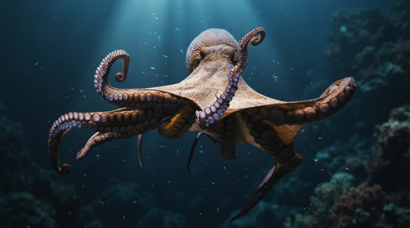 Editorial illustration for Ancient Genetic Shake-Up Offers New Clue to Octopus Intelligence