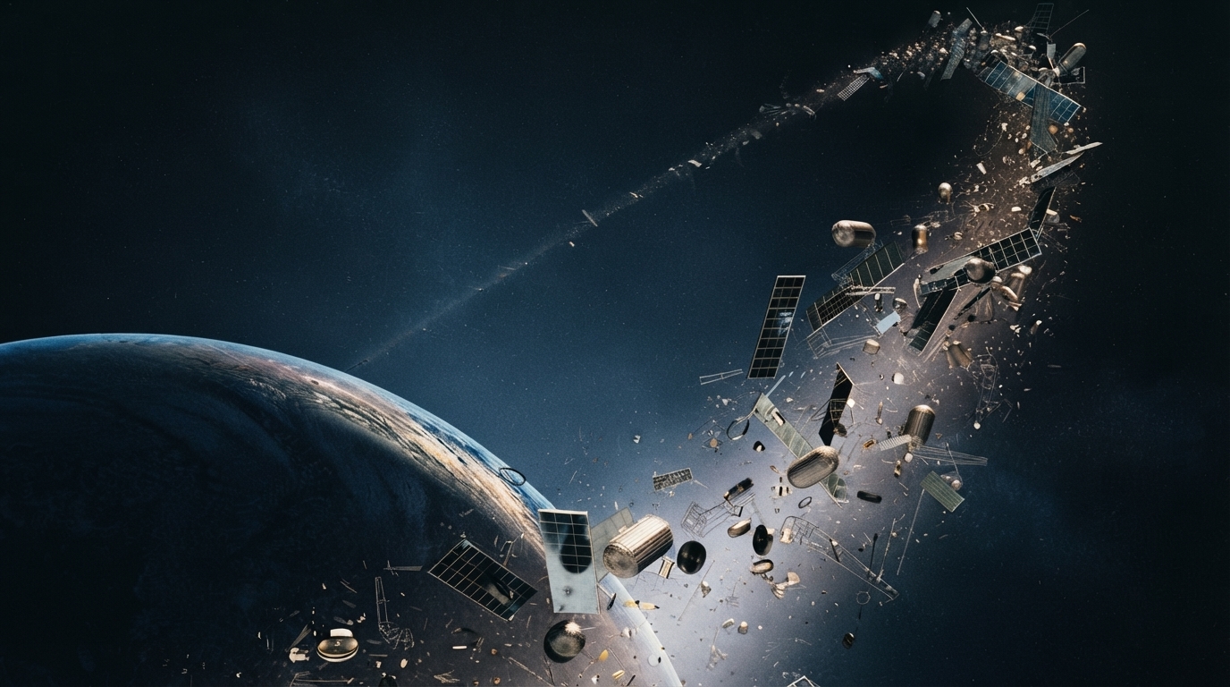 Editorial illustration for Four Ways to Fight Space Debris: How Active Removal, Disposal, Design, and Collision Avoidance Compare