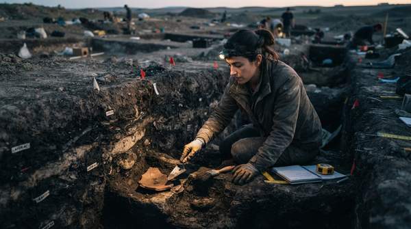 Editorial illustration for How Archaeologists Turn Layers of Earth into a Timeline of Human Settlement