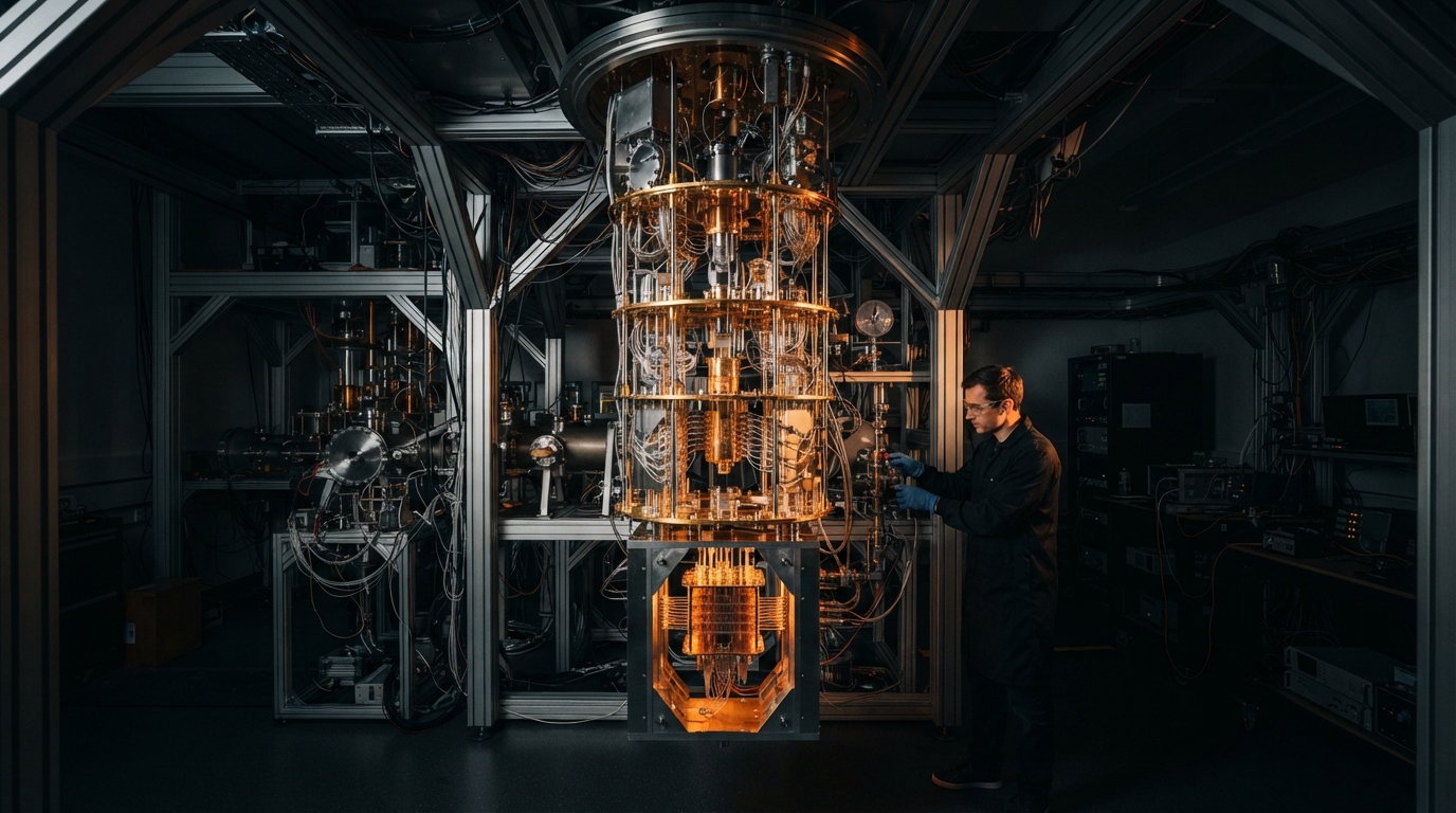 Editorial illustration for How Dilution Refrigerators Create the Deep Freeze for Quantum Computers