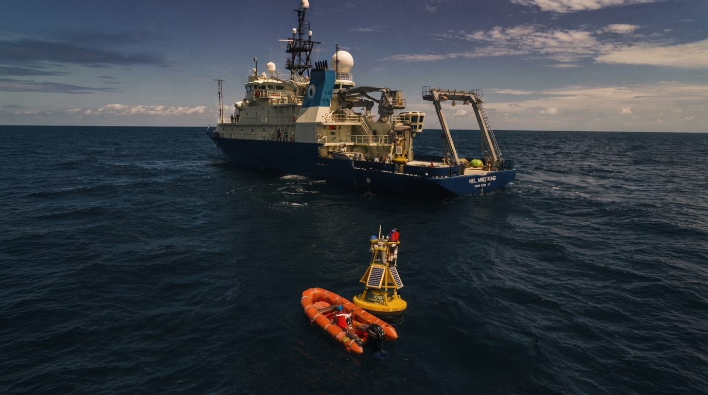 Editorial illustration for Satellites, Drones, and Buoys: How Scientists Track Ocean Acidification Across Three Very Different Scales